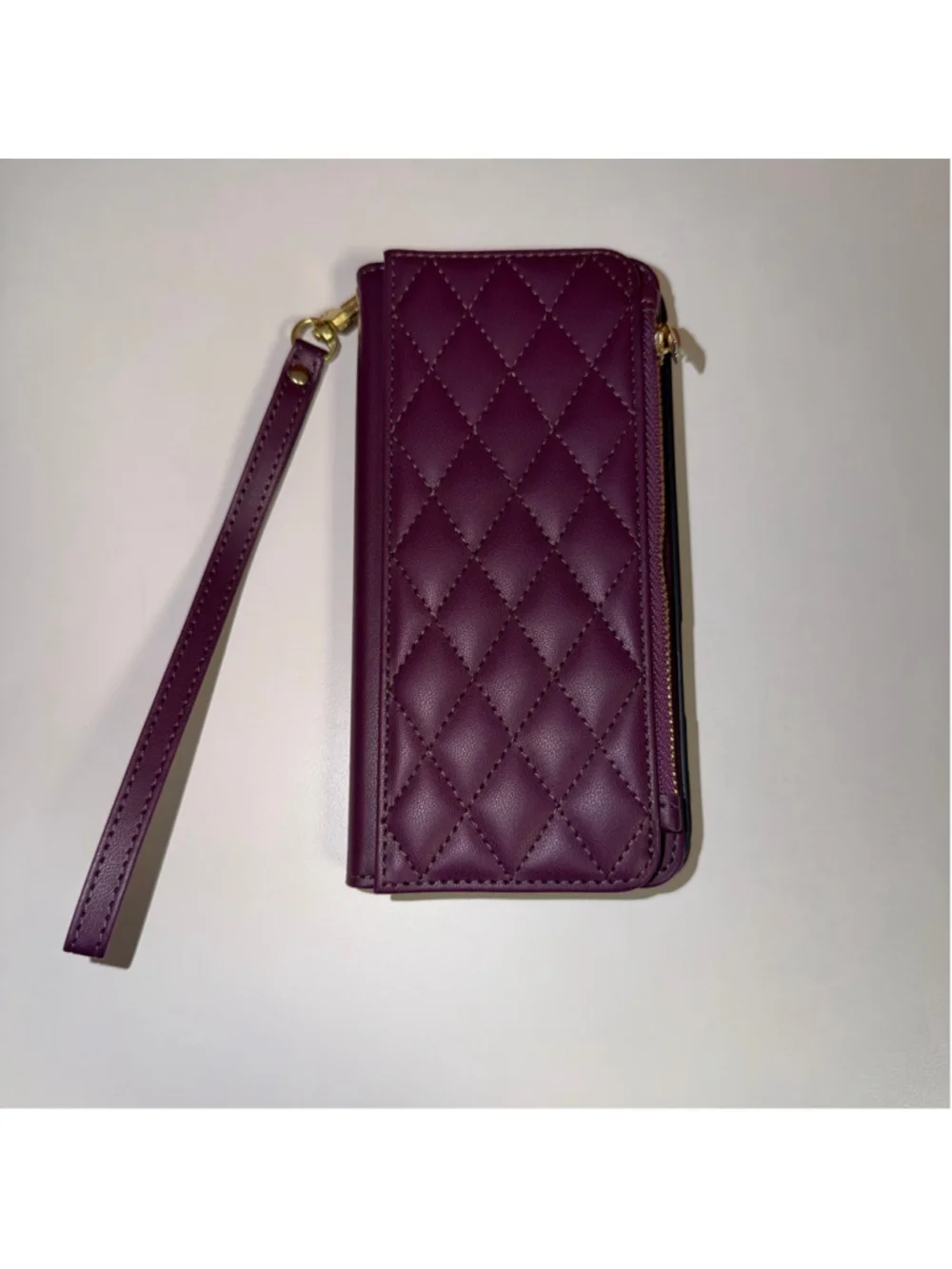 iPhone 16 pro max Quilted Wallet folio wallet phone Case Purple Gold